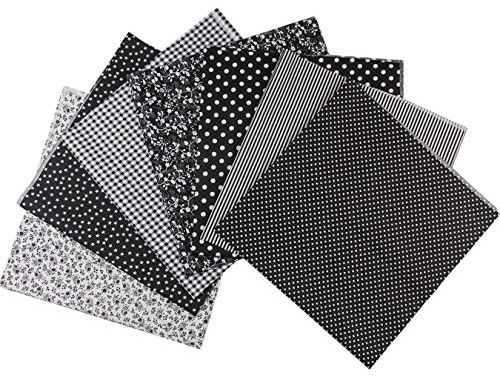 aufodara 7 Piezas Telas Patchwork 50 x 50cm Cuadrado Tela de Algodón Impresa Tela Algodon para Coser Manualidades Bricolaje Retales Costura (Negro)