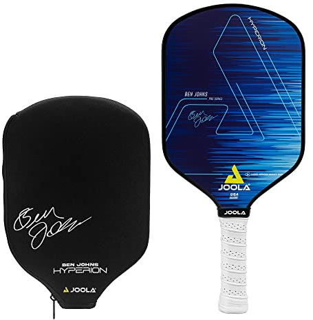 JOOLA Ben Johns Hyperion Pickleball Paddle - Carbon Surface, High Grit & Spin, Elongated Handle, Polypropylene Honeycomb Core, Custom Cover