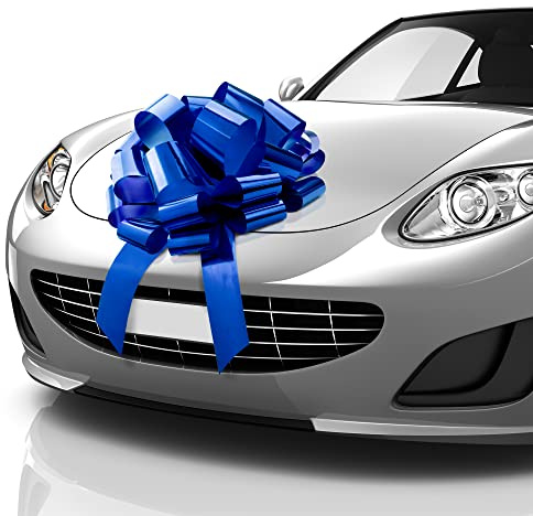 Zoe Deco - Lazo Grande para Coche - Azul, 41 cm / 16 Pulgadas - Lazo Gigante para Coche para cumpleaños, Navidad, recepción de Boda, Fiesta Sorpresa - Papel de Regalo Grande