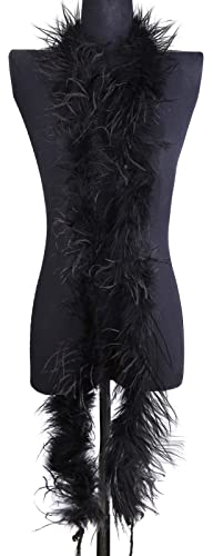 Asudaro Flauschige Federboa Flauschige Marabu Feder Boa DIY Frauen Verkleidung Dekor Truthahnfedern Boa zum Basteln Zubehör Für Bastelarbeiten Kostüme Halloween Hochzeiten,2m Schwarz#14