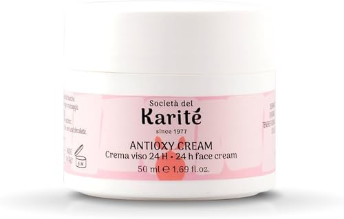 Karité Bioélite ANTIOXY CREAM Crema Viso 24H 50 ml – Idratante, Antiossidante e Anti-Età con Burro di Karité Bio, Acido Ialuronico e Frutti di Bosco – Nutriente e Rigenerante, Made in Italy