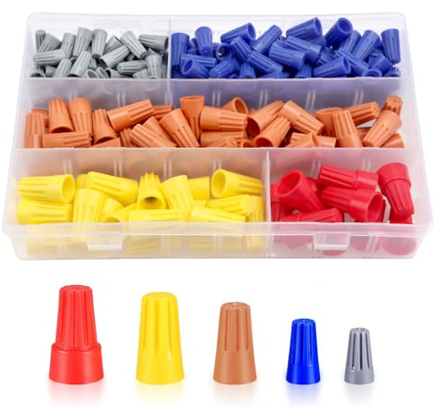 YIXISI 220 Piezas Alambre Eléctrico de Conectores de Tornillo Terminales PP, con Primavera Insertar Torsión Caps Tuercas de Conexión Surtido Conjunto