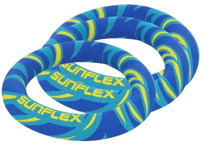 Sunflex® Juego de 3 anillos de buceo Flames Bluefire | Juguetes de buceo para piscina y piscina | de pie vertical en el agua | muy suaves | extremadamente resistentes y para cualquier grupo de edad