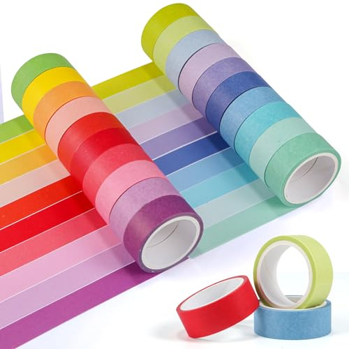 moinkerin 20 Stücke Washi Tape Masking Tape Klebeband Bunt Washi Tape Set für Kunsthandwerk, Beschriftung, Scrapbooking-Zubehör, Geschenke