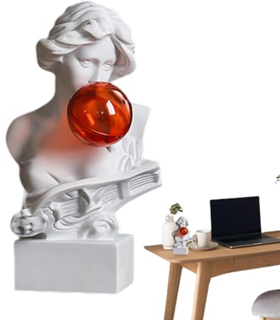 David Byst – byststaty som dekoration, unik David staty i konstharts som gör tvålbubblor | dekorativ staty för skrivbordet, konsthantverksornament, David-huvud skulptur