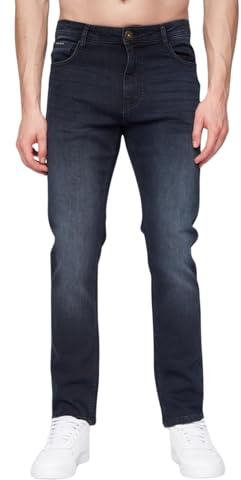 Henleys - Herr 'Craze' denim komfort raka ben jeans, Blåsvart, 34W x 32L