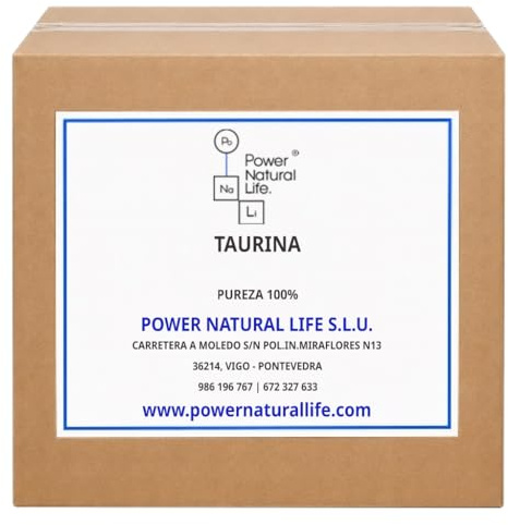 Taurina en Polvo 100% Pura 25 kg Power Natural Life | Sin Aditivos ni Añadidos | No GMO | Materia Prima para Formulación Alimentaria | Ingrediente Técnico para Mezclas