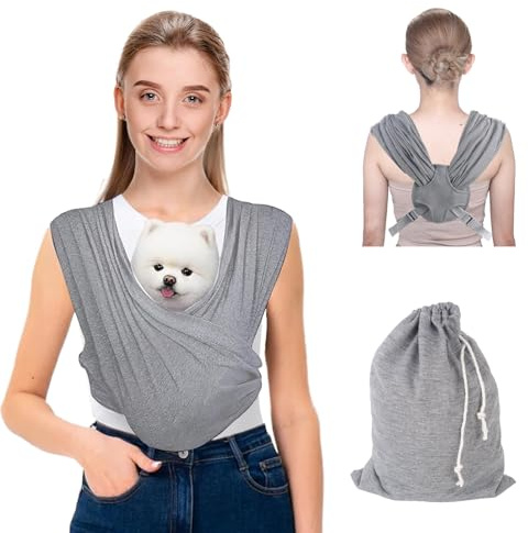 Trendecor Borsa per cani di piccola taglia, tracolla regolabile, per cani fino a 9 kg, per cani e gatti, passeggiate, attività all'aperto (grigio)