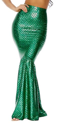 Costume de queue de sirène pour femme - Longue jupe métallique hologramme à paillettes - Pour cosplay, Halloween, a vert, L