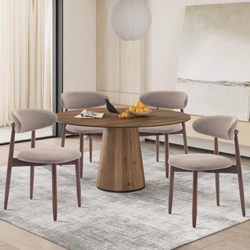 COLAMY Modern Dining Chairs Set with Wooden Legs – Upholstered Fabric Dining Room Chairs with Curved Backrest, Soft Cushion Seat, and Sturdy Rubberwood Frame for Kitchen, Living Room, or Café