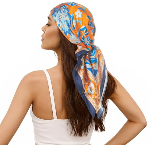 RIIQIICHY Foulard Carré Femme 70x70cm, Echarpe Femme Été Printemps - Echarpes et Foulards Femme Léger, Foulard Cheveux Multifonction