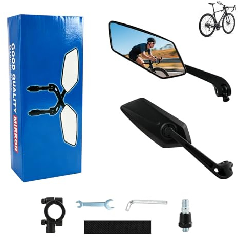 Espejos Retrovisores para Bicicleta Eléctrica, Ajustables 360° y Plegables, Set de Espejos de Cristal HD, Resistentes a Impactos, Compatibles con Manillares de 20 mm a 24 mm