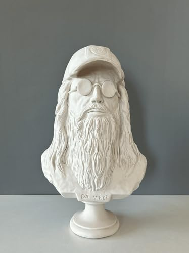 HISTONICA Leonardo Da Vinci byststaty, 44 cm/17,4 tum, renässanskonst, statydekor, skulpturkonst