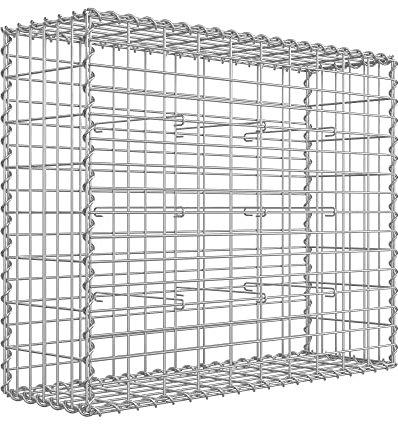 SONGMICS Gabion pour Pierre, Cage en Métal, Panier à Pierre, Maille 5 x 10 cm, Galvanisé, Mur, Paterre, Décoration de Jardin, 100 x 80 x 30 cm, Argent GGB183