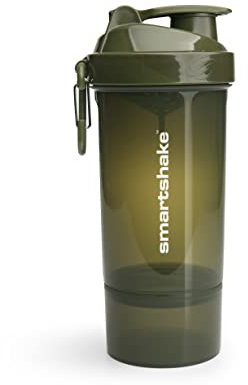 Smartshake Bouteille shaker protéinée O2GO ONE 800 ml | 27 oz – Shaker avec compartiment à poudre – Couvercle à visser anti-fuite – Sans BPA – Shaker de sport unisexe – Vert armée