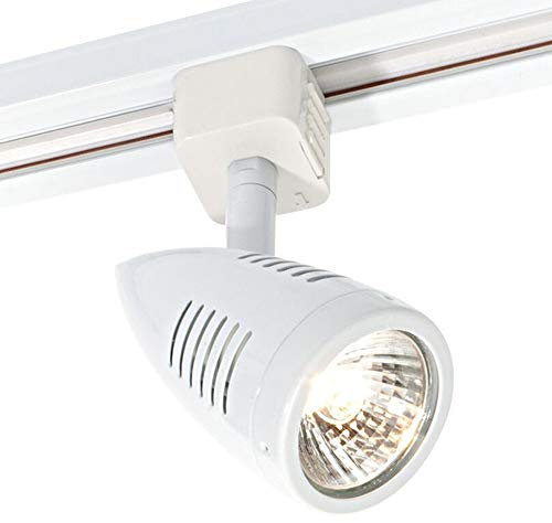 Adjustable Ceiling Track Spotlight – Gloss White & White ABS – Single 50W MAX GU10 Lamp Bulb Required - Kitchen Shop Corridor Downlight – Modern Dimmable Moving Rail System Fitting