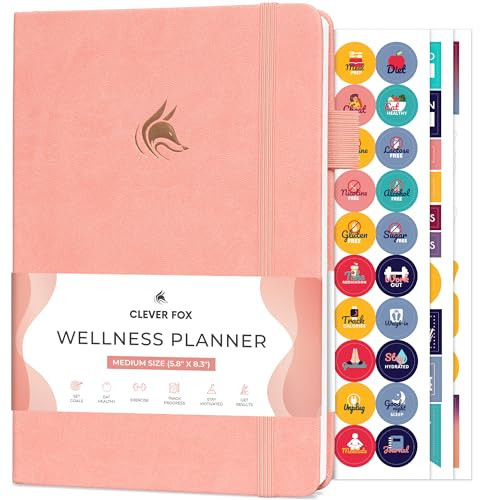 Clever Fox Wellness Planner & Food Journal for Weight Loss, A5 Light Pink