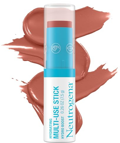 Neutrogena Hydro Boost Hydrating Multi-Use Makeup Stick with Hyaluronic Acid, Gentle Multi-Use Colored Makeup Balm to Brighten Lips, Cheeks & Eyes, Non-Comedogenic, Temptation, 0.26 oz