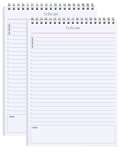 Blocco note per lista delle cose da fare, set da 2 pezzi, blocco note giornaliero senza data, 50 fogli strappabili, 20,3 x 27,9 cm, lista di controllo della produttività, blocco note per lavoro e