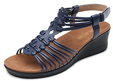 DREAM PAIRS Women's Wedge Sandals | wedge heels lengthens legs, multiple secure straps, arch support midsole, slip-resistant TPR outsole