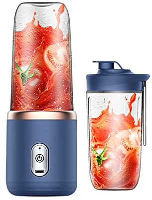 Mixeur rechargeable USB Portable Blender, Mixeur Sans Fil Sport Camping Fitness, Pour Smoothie, Milk shake, Jus de fruits et Légumes (Blue)