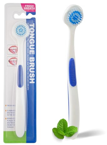 Genco Tandtungskrapa för frisk andedräkt, perfekt tungskrapa för vuxna och barn, förbättra din munhygien med tungborstar, skrapor för dålig andedräkt (1-pack (borste))