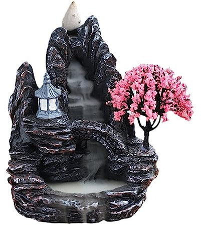 Holdes 9/10.5cm Fontaine Cascade D'encens, Porte-encens À Refoulement en Résine Fabriqué À La Main Brûleur D'encens Cascade, Porte-encens De Cascade De Fumée D'intérieur pour l'environnement