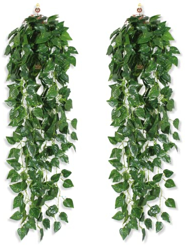 AhLmA 2 Stück Hängepflanze Künstlich Pflanzen wie Echt Künstliche Hängepflanzen wie Echt Dekoration für Innenbereich, Haus, künstliche Efeu, Girlande, Aesthetic Room, Deko, Hochzeit