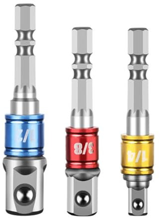 Aiweijia Impact Grade Socket Adapter Set, Bit Socket Wrench Adapter Set 1/4 3/8 1/2 Drive for Nut Drivers Impact Hole Saws Spade Bits Conversion Accessory