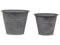 2-TLG Set Blumentopf Übertöpfe französisch Antique Zink in Grau Deko, H 9-10/D 10-13 cm