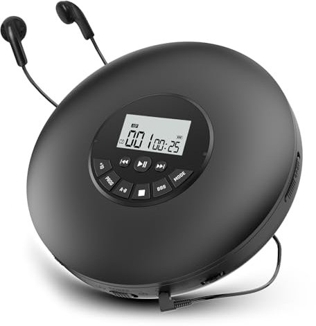 Arafuna Portable CD Player-Compact Discman CD Player-Personal Music Player with CD-R & CD-RW Playback Anti-Skip Protection, Programmable Tracks - Earphones Included