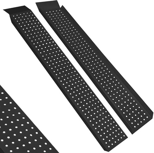 SUBTLETY 2 lastrampor, set med galvaniserat stål, uppkörningsramp med halkfri yta, 135 cm, lastlampa, uppkörkilar för motorcykel, gräsklippare, rullstol, cykel, trottoarramp max. 400 kg/par (svart)