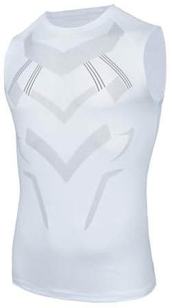 AMZSPORT Canotta Compressione da Uomo Sport Senza Maniche Base Layer Asciugatura Rapida Top Bianco M