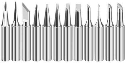 HUATEEN Panne à Souder,12 Pièces 900M Pointe Fer a Souder pour Stations à Souder de Remplacement Pointes de Soudure Alliages Plaqué Nickel Applicable pour Station de Reprise de Soudure Conseils Outil