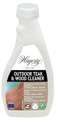 Hagerty Teak & Außenholz Reiniger I Farblose Reinigung von hartnäckigem Schmutz und Flecken für Teakholz und andere Holz-ArtenI Behält die natürliche matte Optik des Holzes bei I 500ml Konzentrat