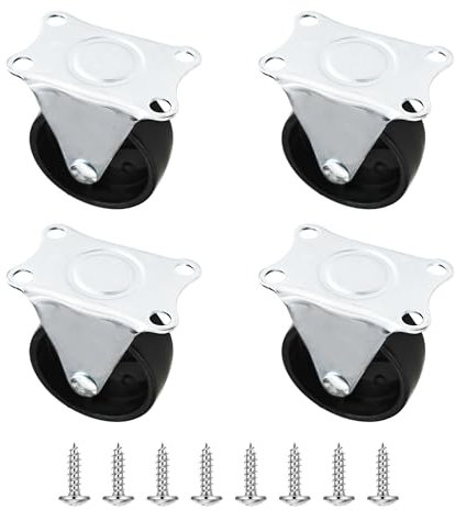 PDETVEO 4 Pack 2 Inch Heavy Duty Caster Wheels, Rigid Fixed Caster Wheels with Non-Swivel Top Plate for Furniture