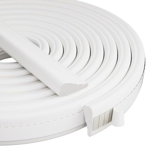 16.4 Ft Bande coupe-vent pour fenêtres et portes,Bande d'étanchéité de porte, Bande d'isolation de fenêtre en mousse, Bande d'étanchéité en mousse auto-adhésive pour cadre de porte,Blanc