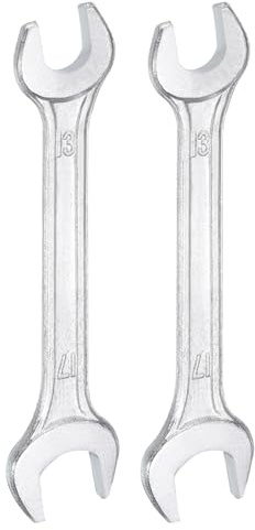 QUARKZMAN 2pcs Chiave Doppia Aperta 13mm x 17mm Metrica Angolo Offset 15 Gradi Testa Piatta Piccola Chiave Aperta Zincata per Riparazioni Auto Montaggio Mobili