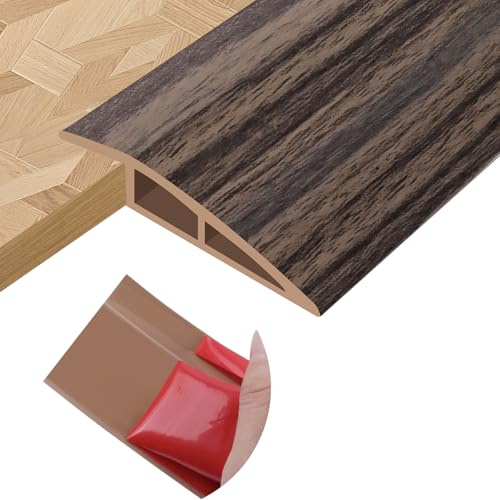Floor Transition Strips PVC Self-adhesive Door Threshold Strips for Doorways Carpet Edging Laminate Floor Threshold Transition Profile (Grayish Brown Wood Grain, 20mm×2m)