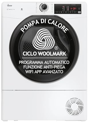 Hoover H-DRY 350 Asciugatrice 9 Kg a Pompa di Calore, Wi-Fi + Bluetooth, Aquavision Easy Case, 15+1 Programmi, Partenza Ritardata, 85 x 59,6 x 60,4 cm (AxLxP), Bianco, HR EH9N2TBE-S