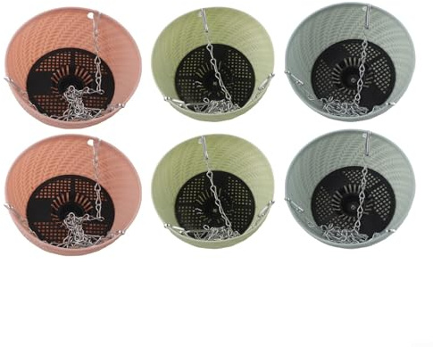 Yuanpgky Macetas colgantes de plástico de 15 x 8,5 cm para uso en interiores y exteriores, con red impermeable y agujeros de drenaje, compatibles con suculentas, plantas araña Clivia