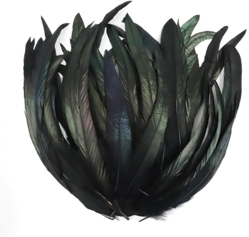 Naturlig tupp fjäder tuppfjäder fasanfjäder fjädrar för pyssel dekorativa fjädrar för gör-det-själv pyssel kostymer huvudbonad påsk halloween jul (svart, 25–30 cm)