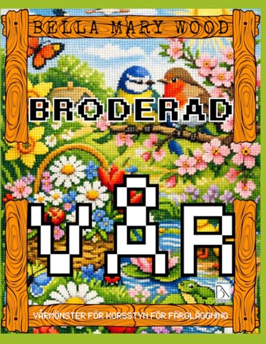 Broderad Vår eller vårmönster för korstyn för färgläggning: broderi bok