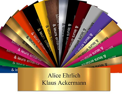 Plaque Interphone Sonnette Personnalisable De 1 À 2 Lignes – Nom Gravé – Adhésive PVC – 6 x 1,5 cm (Or Brillant Métallisé)