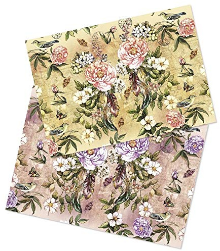 Ideen mit Herz - 2 hojas papel de arroz de precioso decoupage, DIN A4, 2 diseños diferentes, vintage, Navidad, etc.