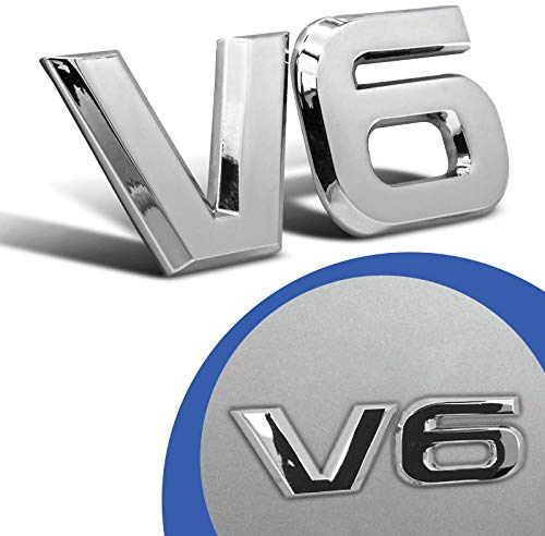 V6 Emblem Zeichen Chrom Schriftzug 3D Logo Auto Aufkleber Tuning Sticker Metall
