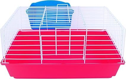 Pet's Solution - Gabbia per Coniglio Nano, Porcellini d'India e Cavie con Portafieno e Doppia Apertura - Rosso