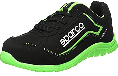Sparco Teamwork Scarpa Antinfortunistica Da Lavoro-Bassa per UOMO E Donna-Nitro-S3 SRC, Botas de Seguridad y contra Incendios Unisex Adulto, Nero/Verde, 42 EU