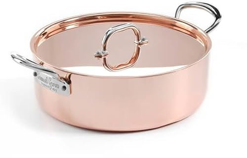 Samuel Groves C4P0116RHS 26Cm Copper Induction Saute Pan Side Handles with Lid, Stainless Steel