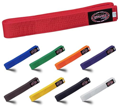 Farabi Sports Cinturón de Karate Múltiples Colores Cinturones de Karate Judo Karate BJJ Artes Marciales Cinturones de Taekwondo (280-cm, Red)